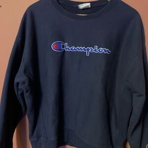 Vintage 90s Reverse Weave Embroidered  Champion Sweater Extra Large Navy XL